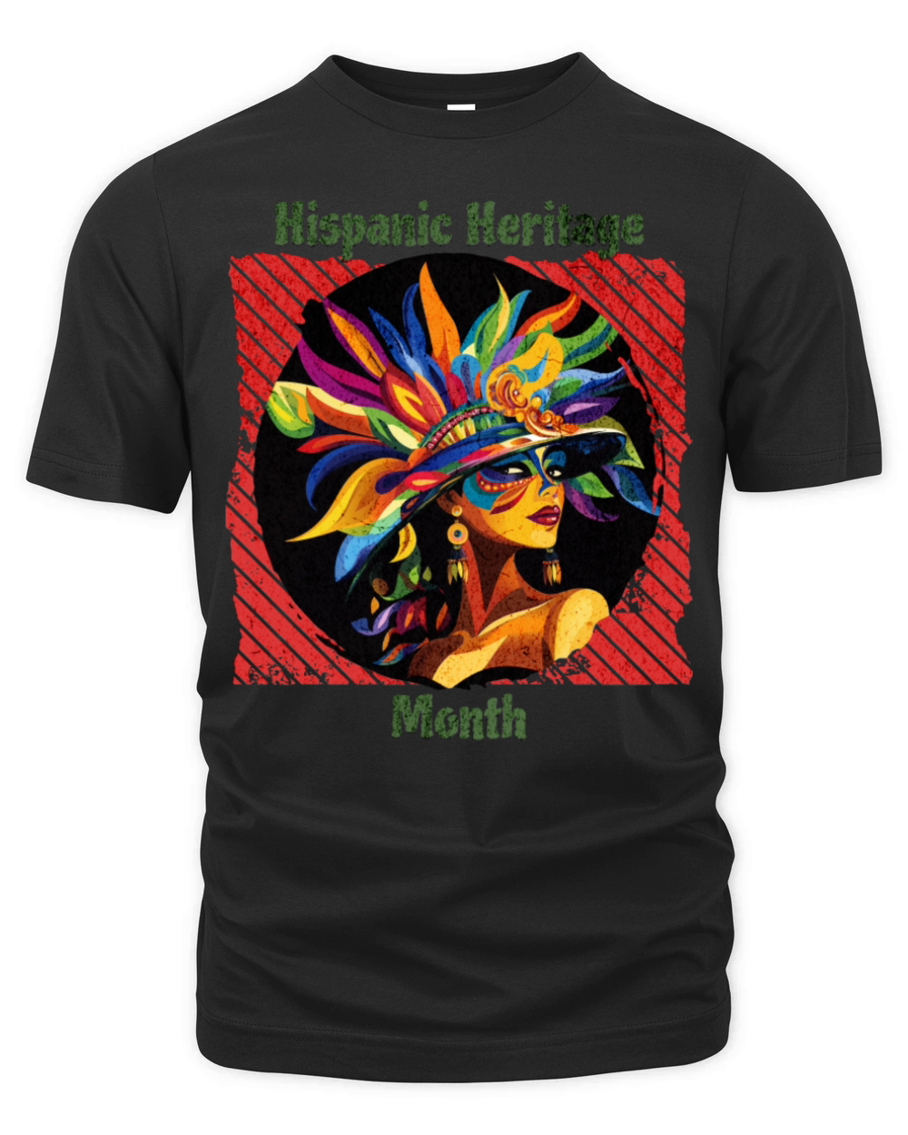Elegant Hispanic Heritage Month Feathered Mask Organic Unisex T-shirt