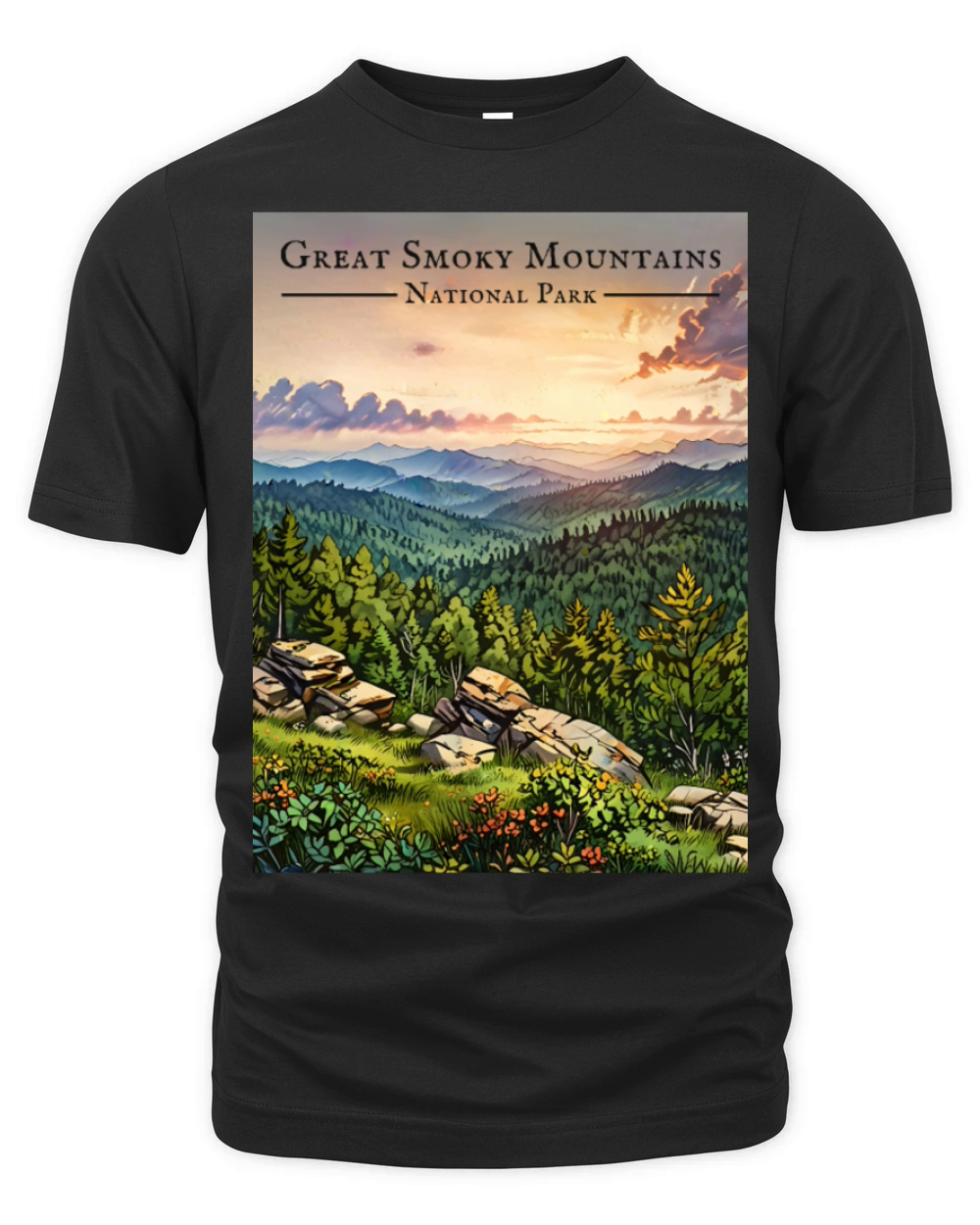 Sunset Serenity - Great Smoky Mountains Organic Unisex T-shirt