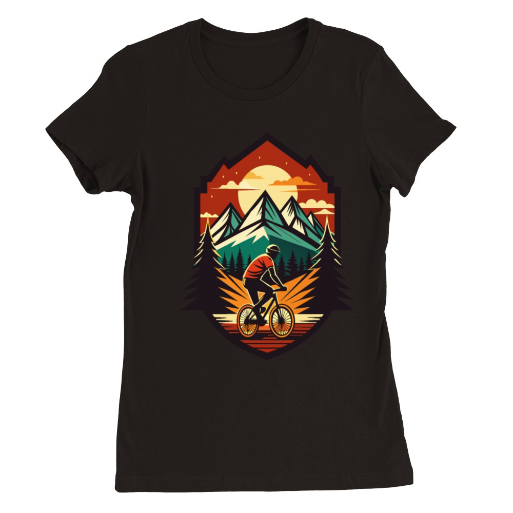 Mountain Biking Adventure - Vintage Sunset Style Premium Womens Crewneck T-shirt
