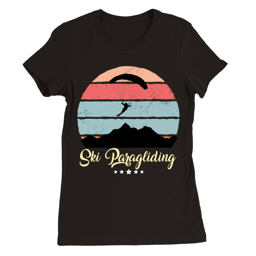 Ski Paragliding Vintage Retro Sunset Premium Womens Crewneck T-shirt