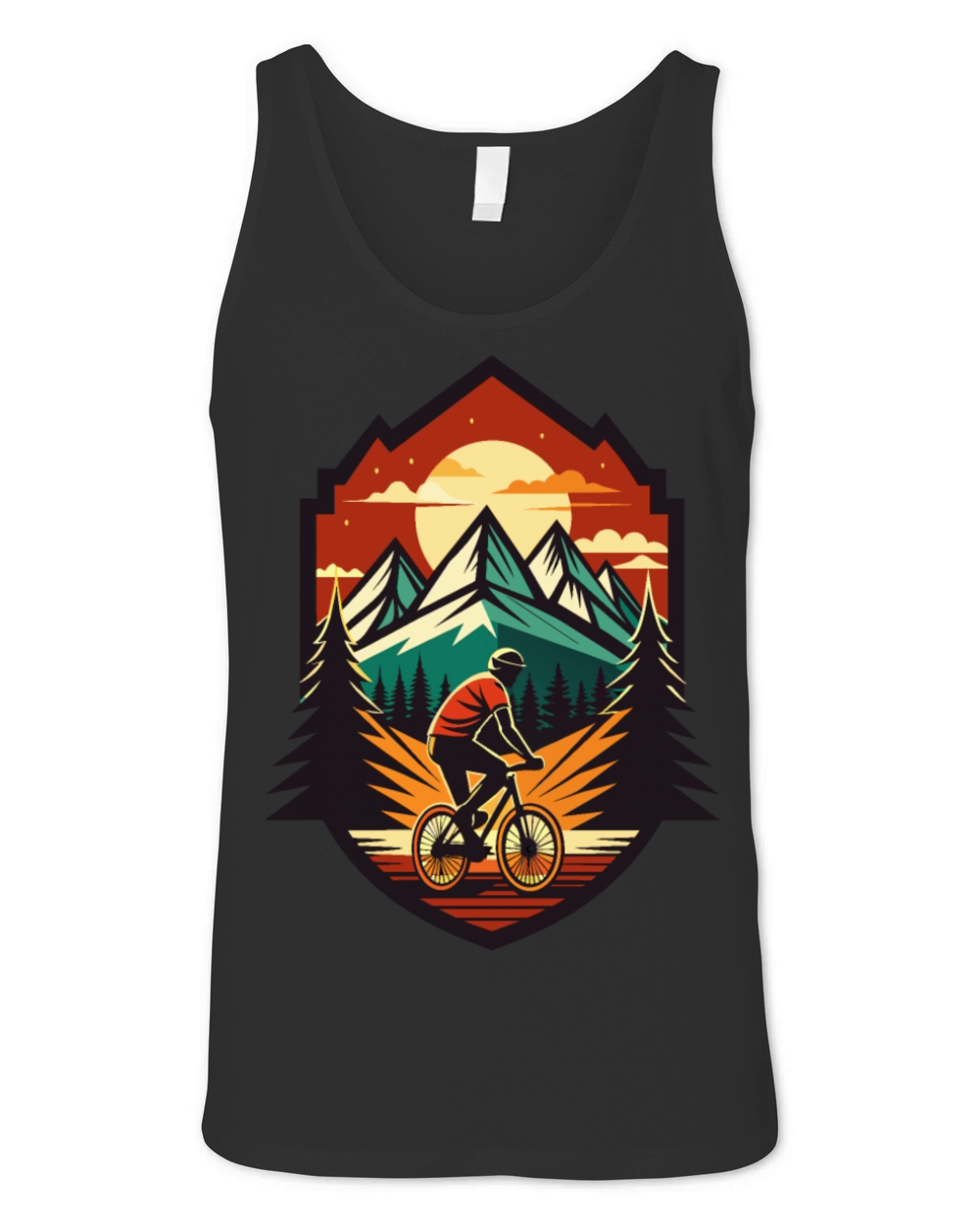 Mountain Biking Adventure - Vintage Sunset Style Unisex Jersey Tank