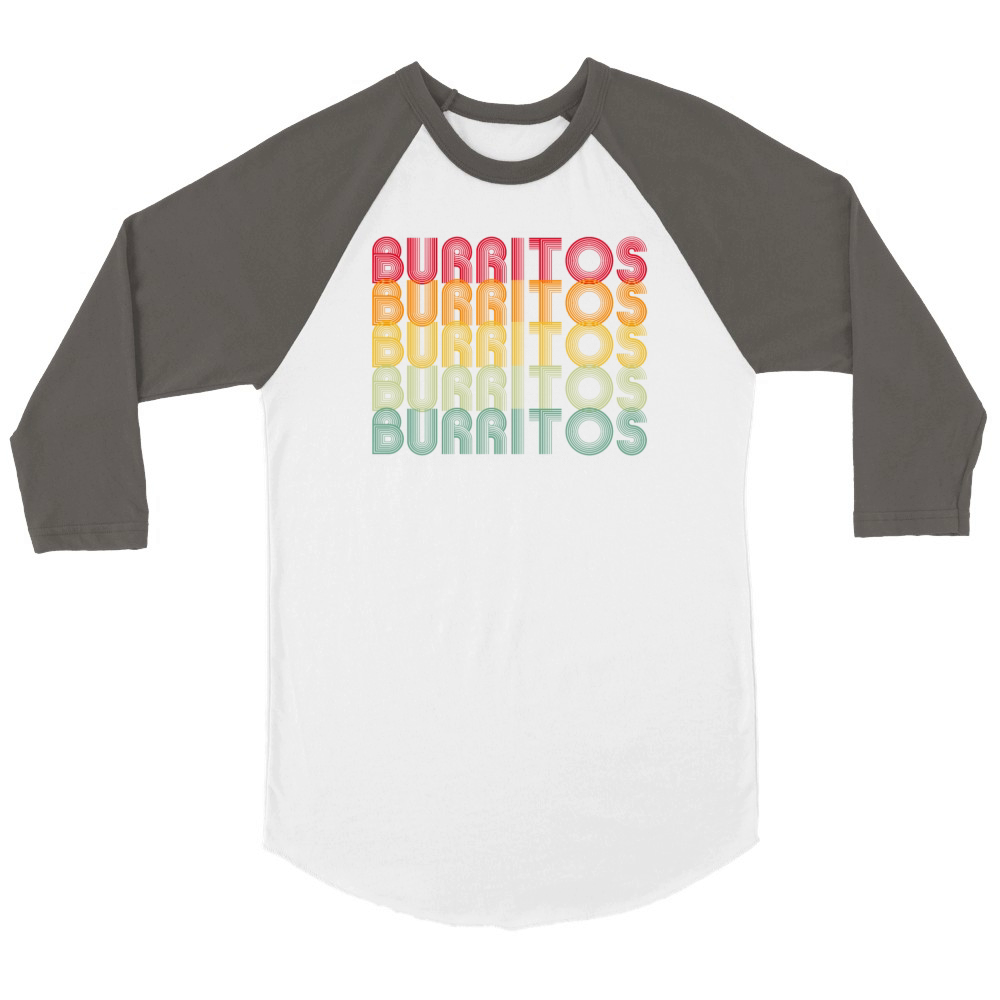 Retro Burrito Unisex ¾ sleeve Raglan T-shirt
