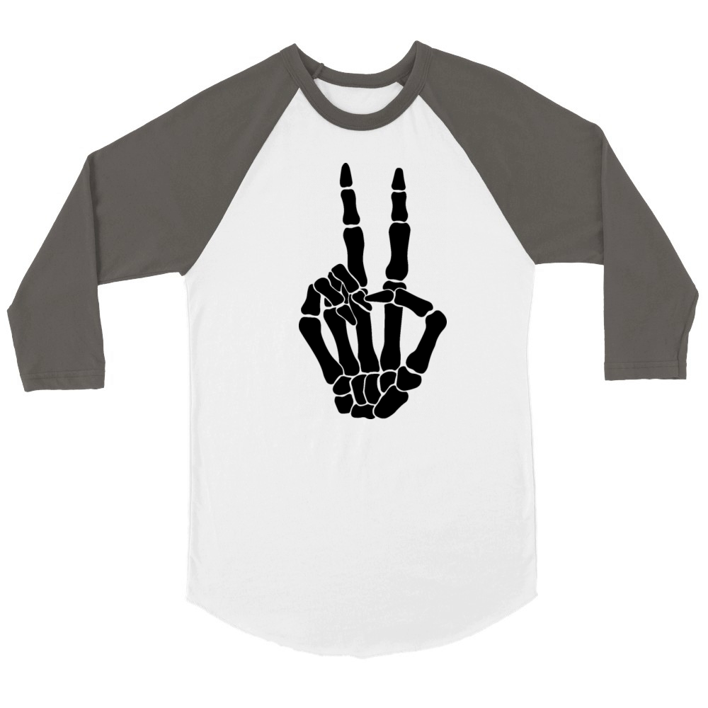 Skeleton Hands Heart Sign Retro Halloween Costume Unisex ¾ sleeve Raglan T-shirt