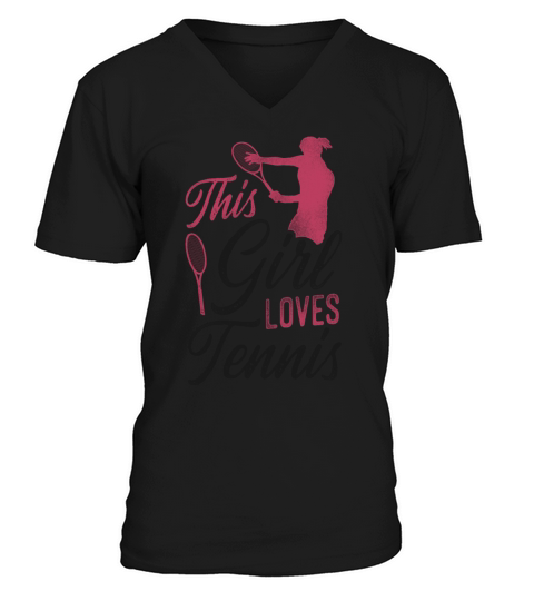 Funny Tennis Player Racket Girl V-Neck T-shirt