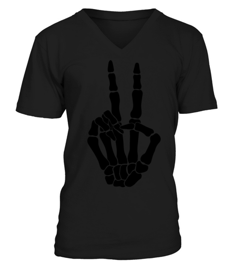Skeleton Hands Heart Sign Retro Halloween Costume V-Neck T-shirt