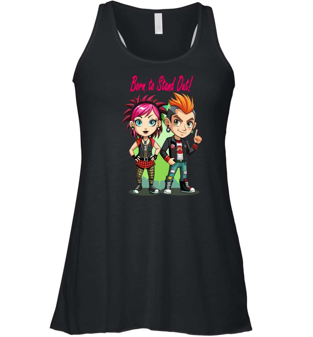 Born to Stand Out - Bold Punk Style Characters Women's Flowy Tank Top