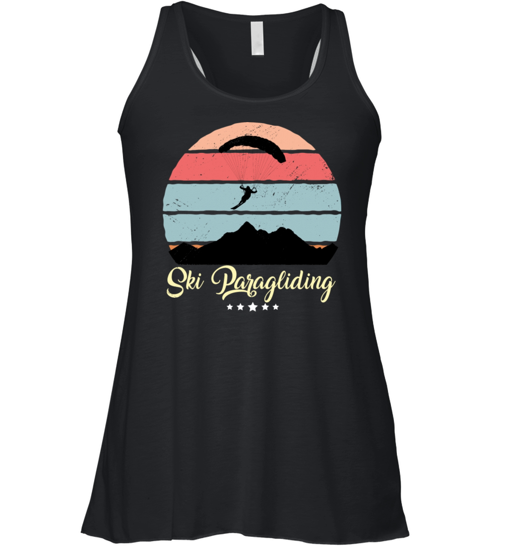 Ski Paragliding Vintage Retro Sunset Women's Flowy Tank Top