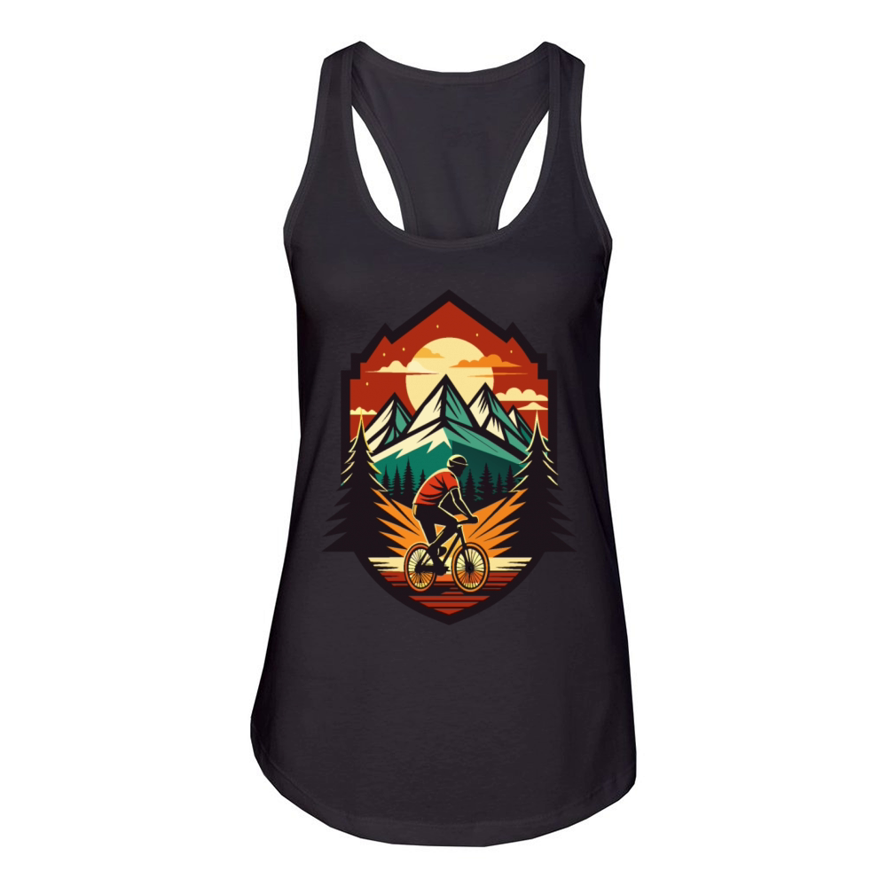 Mountain Biking Adventure - Vintage Sunset Style Women's Racerback Tank
