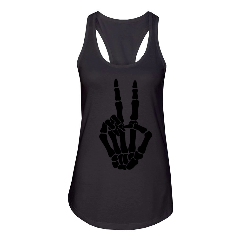 Skeleton Hands Heart Sign Retro Halloween Costume Women's Racerback Tank