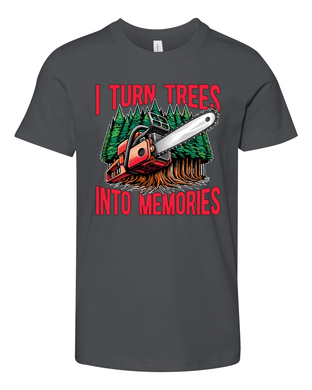 Logging I Turn Trees Into Memories Lumber Worker Youth Unisex Jersey Tee