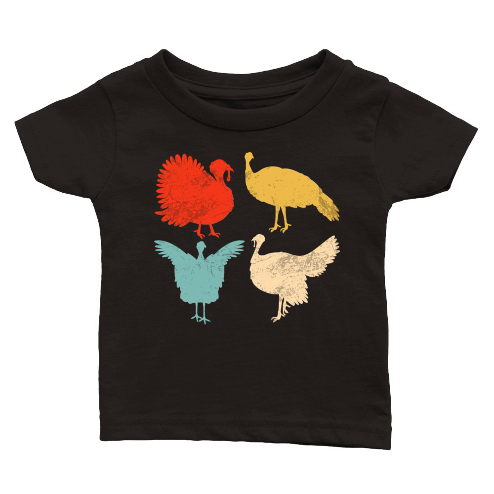 Vintage Thanksgiving Turkey Funny Retro Gift Classic Baby Crewneck T-shirt