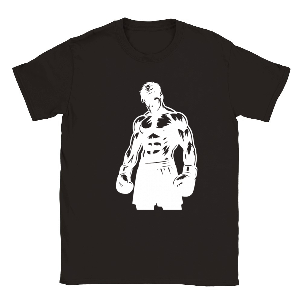 Boxer In Boxing Match Mode Vintage Shadow Style Classic Kids Crewneck T-shirt