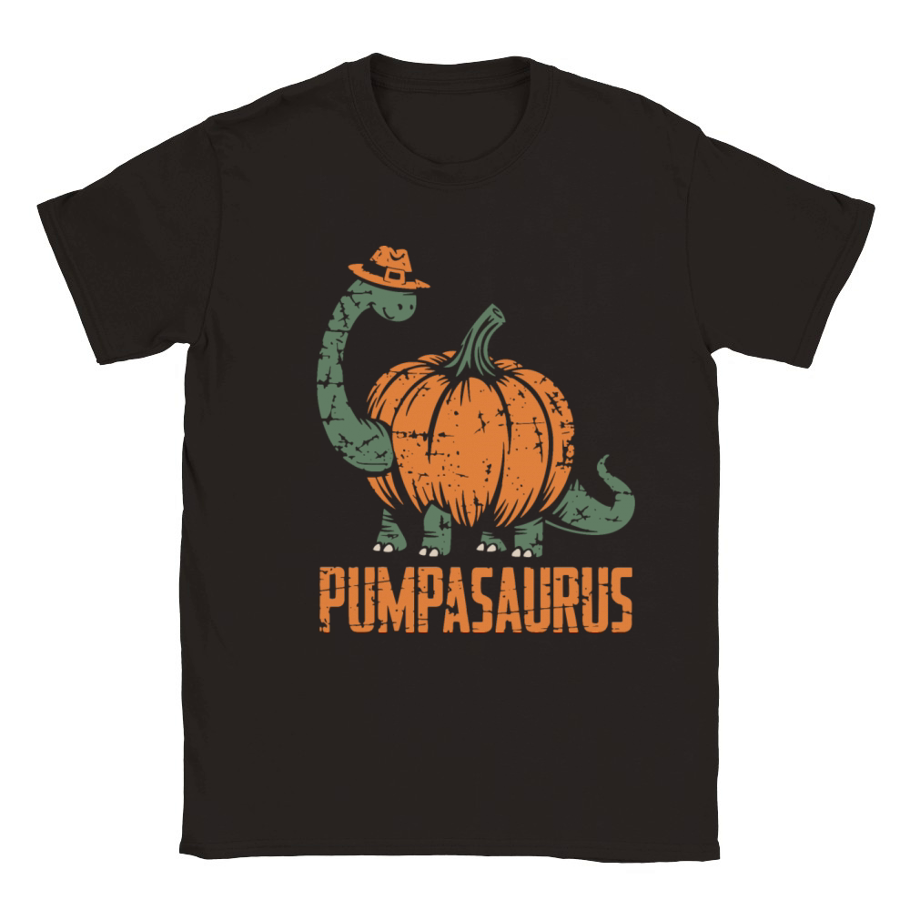 Pumpasaurus Dinosaur Gourd Halloween Thanksgiving Classic Kids Crewneck T-shirt
