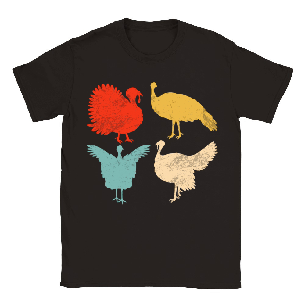 Vintage Thanksgiving Turkey Funny Retro Gift Classic Kids Crewneck T-shirt