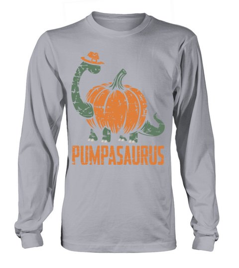 Pumpasaurus Dinosaur Gourd Halloween Thanksgiving Long sleeved Unisex