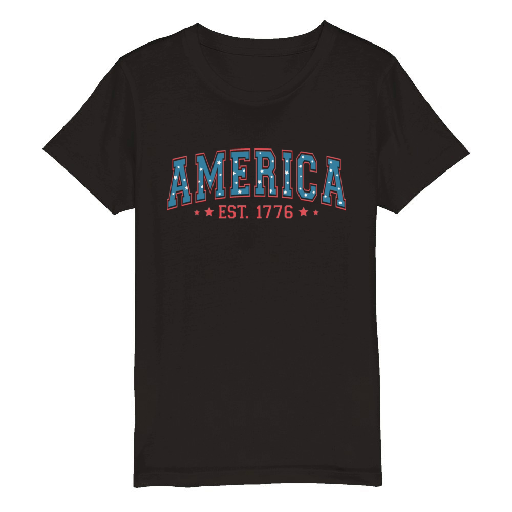 America Est 1776 Organic Kids Crewneck T-shirt