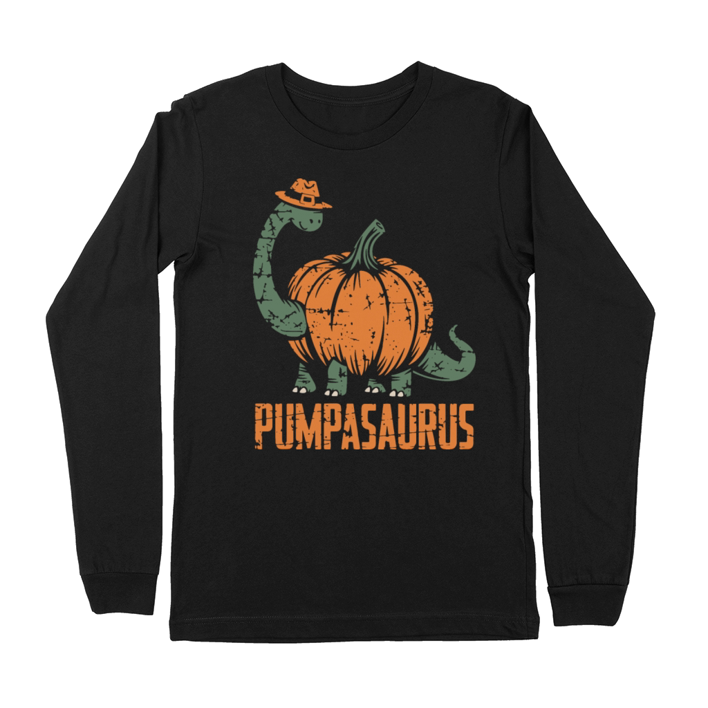 Pumpasaurus Dinosaur Gourd Halloween Thanksgiving Premium Long Sleeve