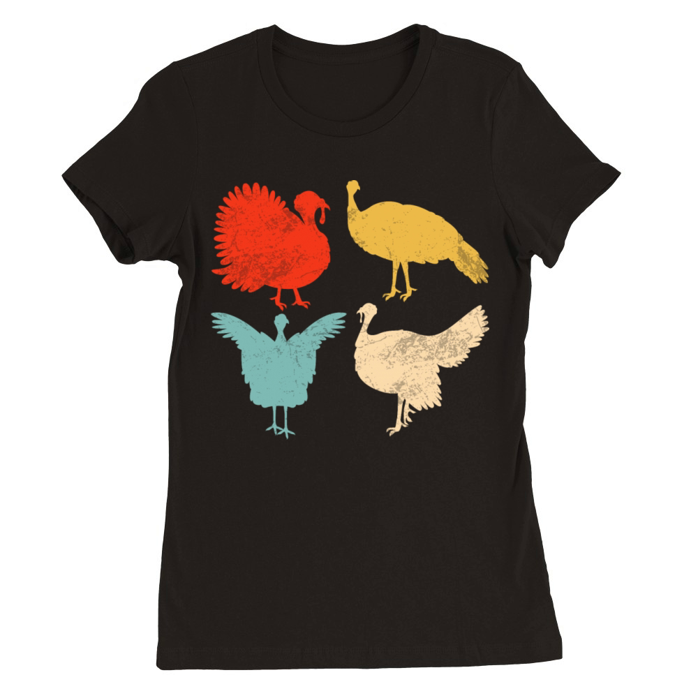Vintage Thanksgiving Turkey Funny Retro Gift Premium Womens Crewneck T-shirt