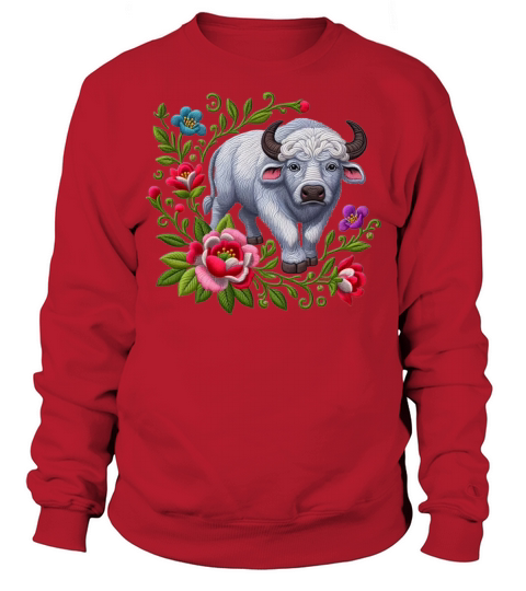 Charming Buffalo with Floral Ornaments Sweatshirt Unisex