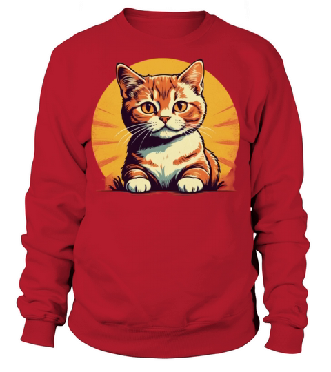 Retro Comic Style Cute Kitty - Vintage Feline Fun Sweatshirt Unisex