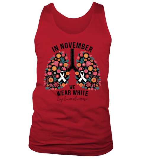 Floral Lung Cancer Awareness White Ribbon Tank Top Unisex