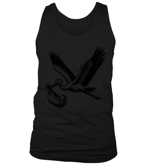 Vintage Stork Carrying Baby Illustration for New Tank Top Unisex