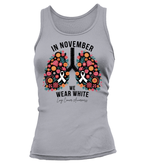 Floral Lung Cancer Awareness White Ribbon Tank top Woman