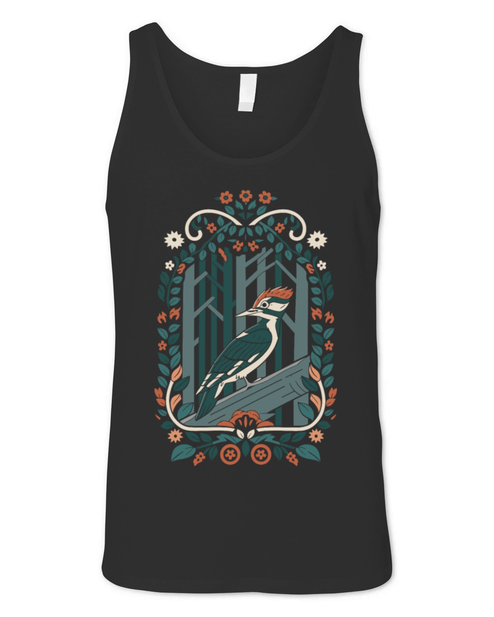 Cottagecore Woodpecker Forest Scene Unisex Jersey Tank