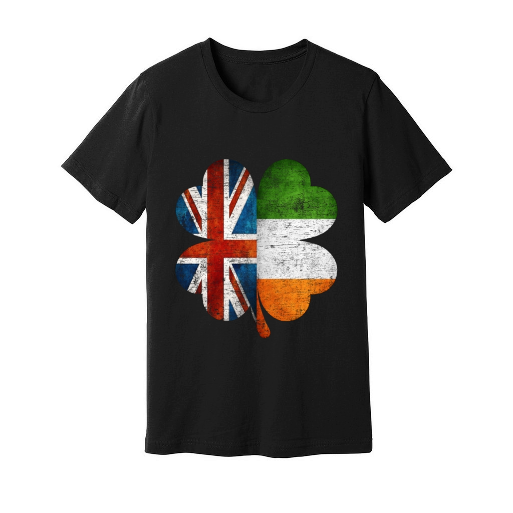 British Irish Shamrock United Kingdom Ireland Flag Unisex Jersey Tee