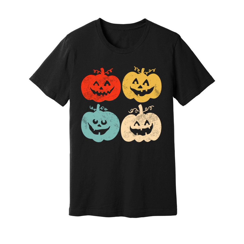 Vintage Halloween Pumpkin Funny Retro Gift Unisex Jersey Tee