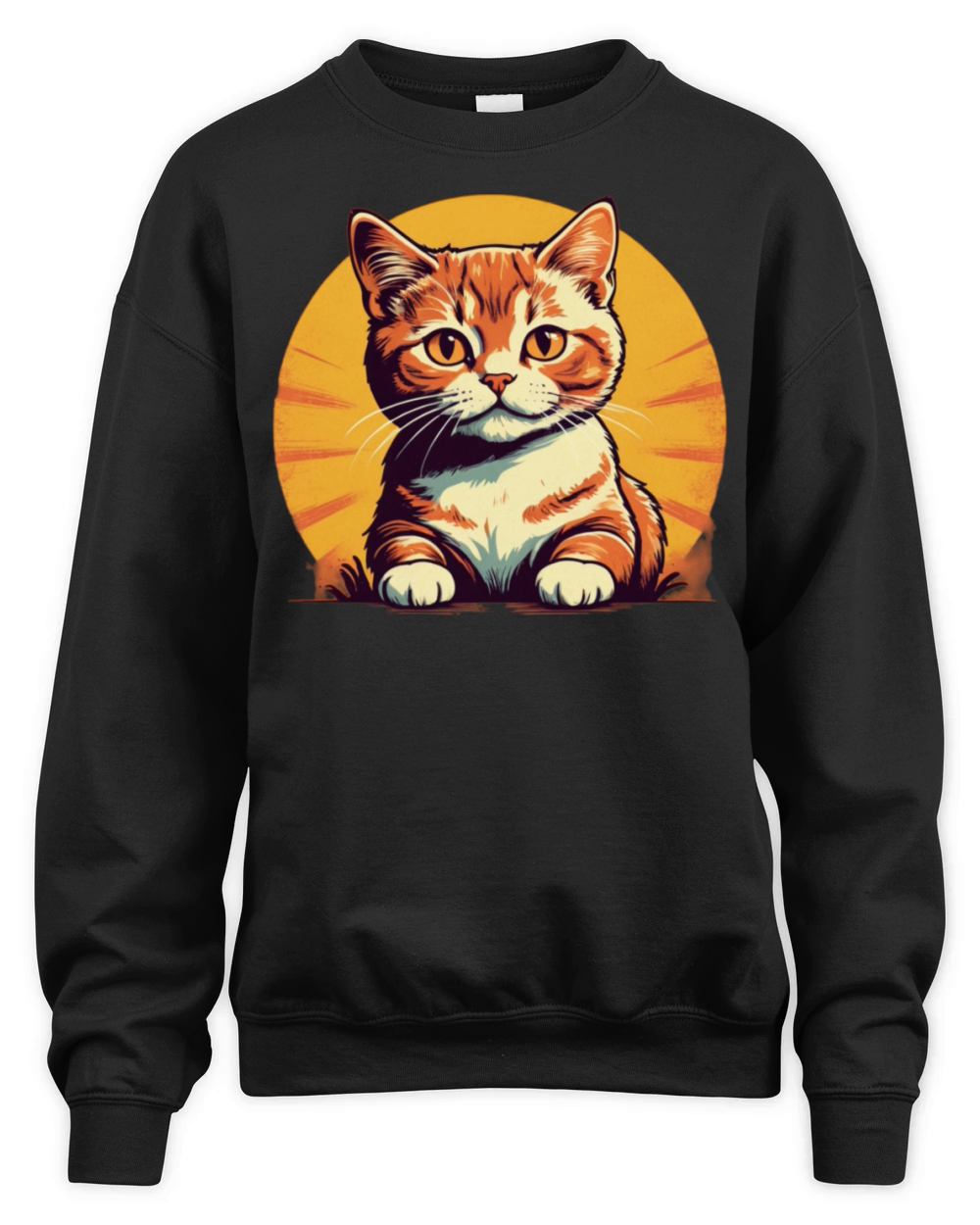 Retro Comic Style Cute Kitty - Vintage Feline Fun Unisex Premium Crewneck Sweatshirt