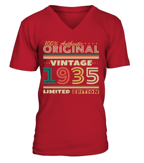 90 Years 1935 Vintage Retro Birthday Gift V-Neck T-shirt