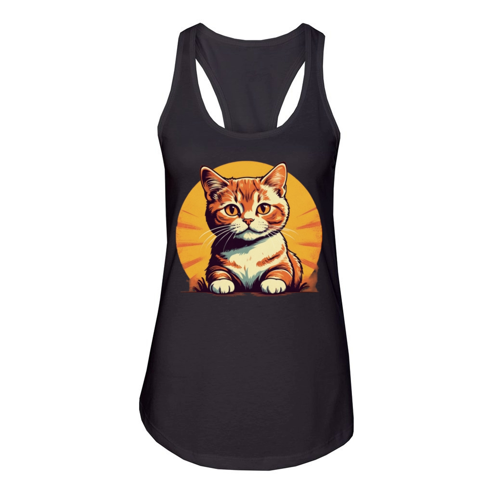 Retro Comic Style Cute Kitty - Vintage Feline Fun Women's Racerback Tank