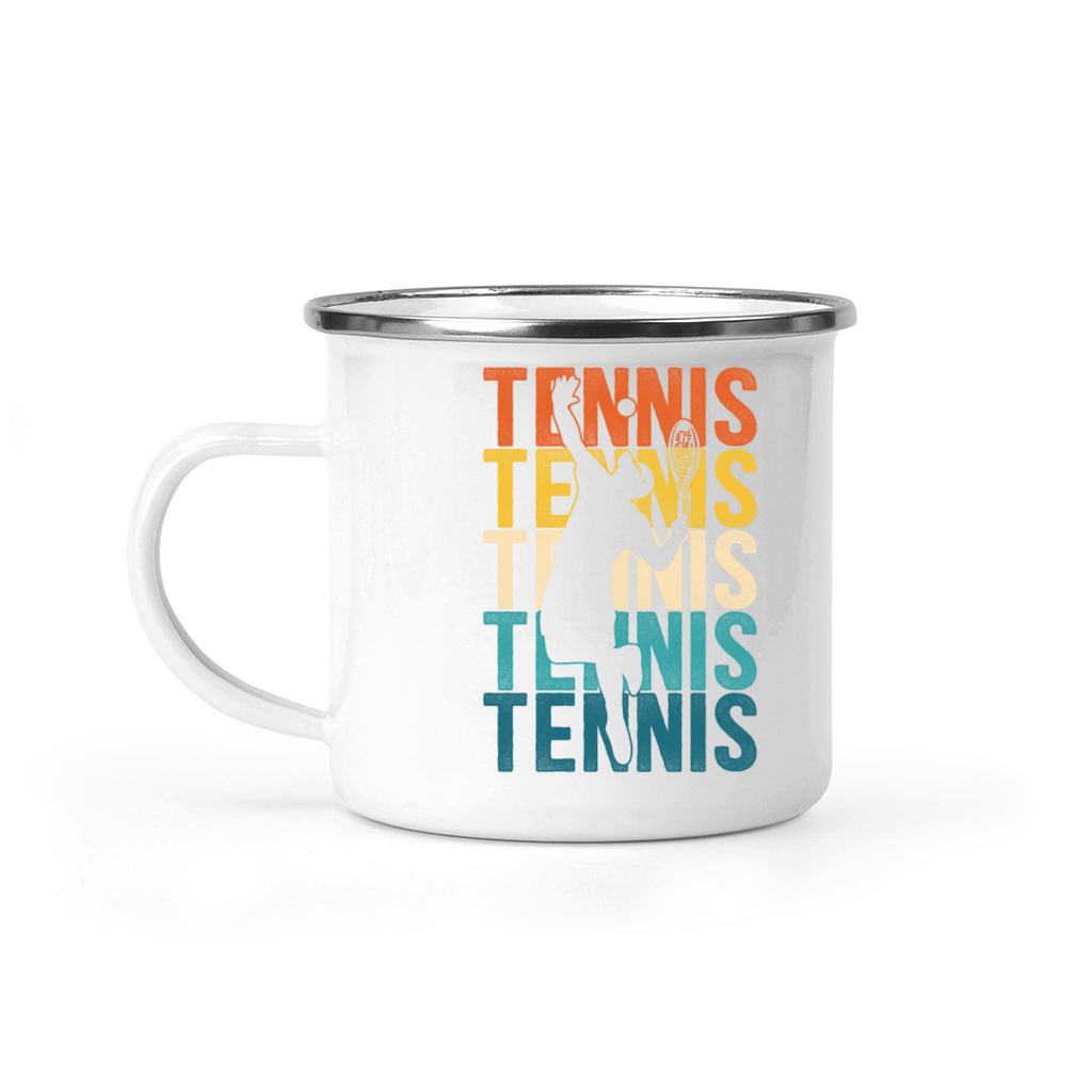 Funny Tennis Player Racket Retro Camping Mug