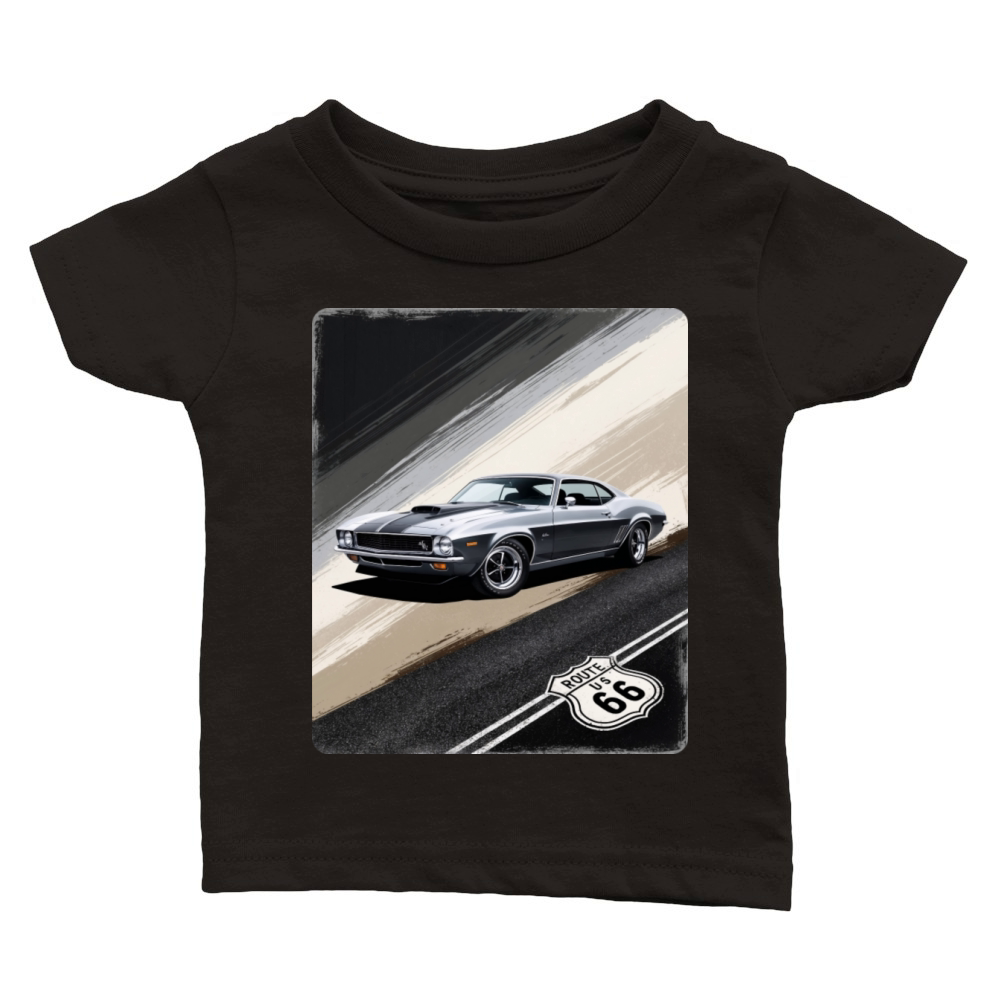American Muscle Car Route 66 monochrome Classic Baby Crewneck T-shirt