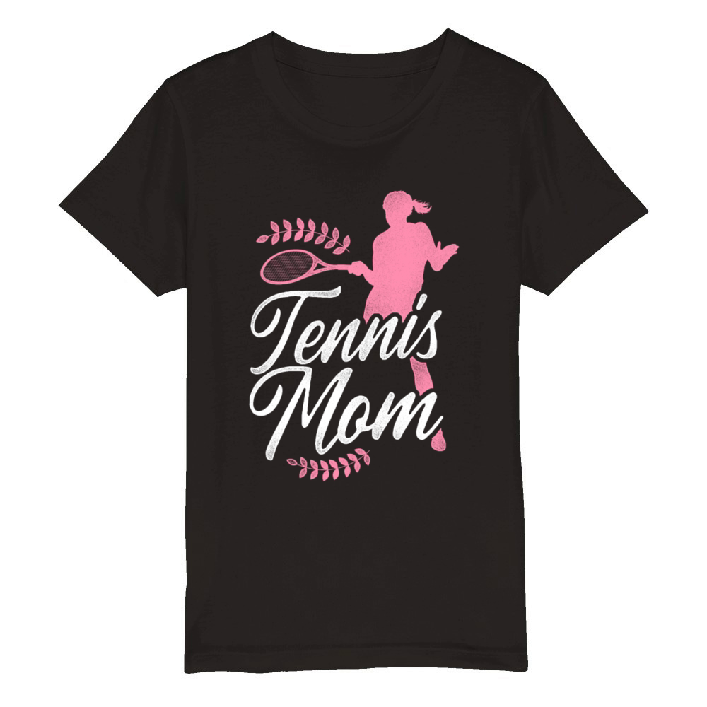Funny Tennis Player Racket Mom Organic Kids Crewneck T-shirt