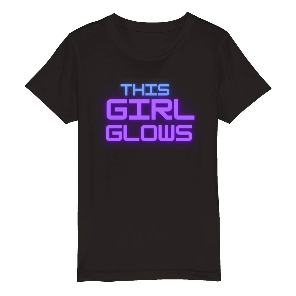 This Girl Glows For Kids Tie Dye Bright Colors Organic Kids Crewneck T-shirt