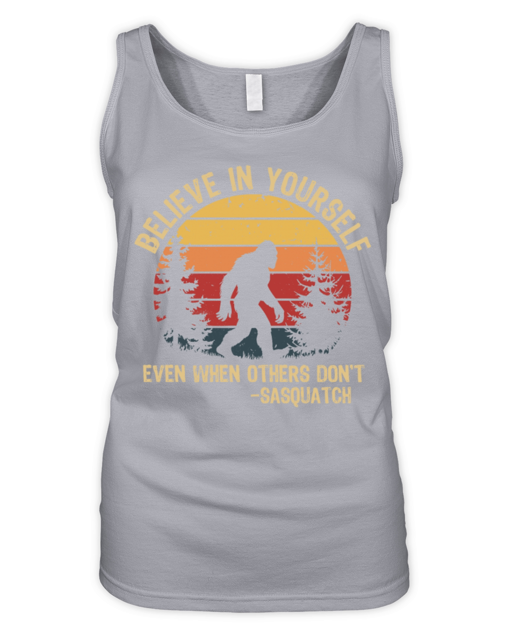 Believe in Yourself Sasquatch Retro Sunset Forest Organic Women's Tank Top