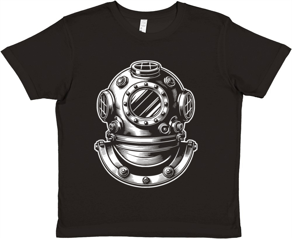 Classic Diving Helmet In Retro Illustration Style Premium Kids Crewneck T-shirt