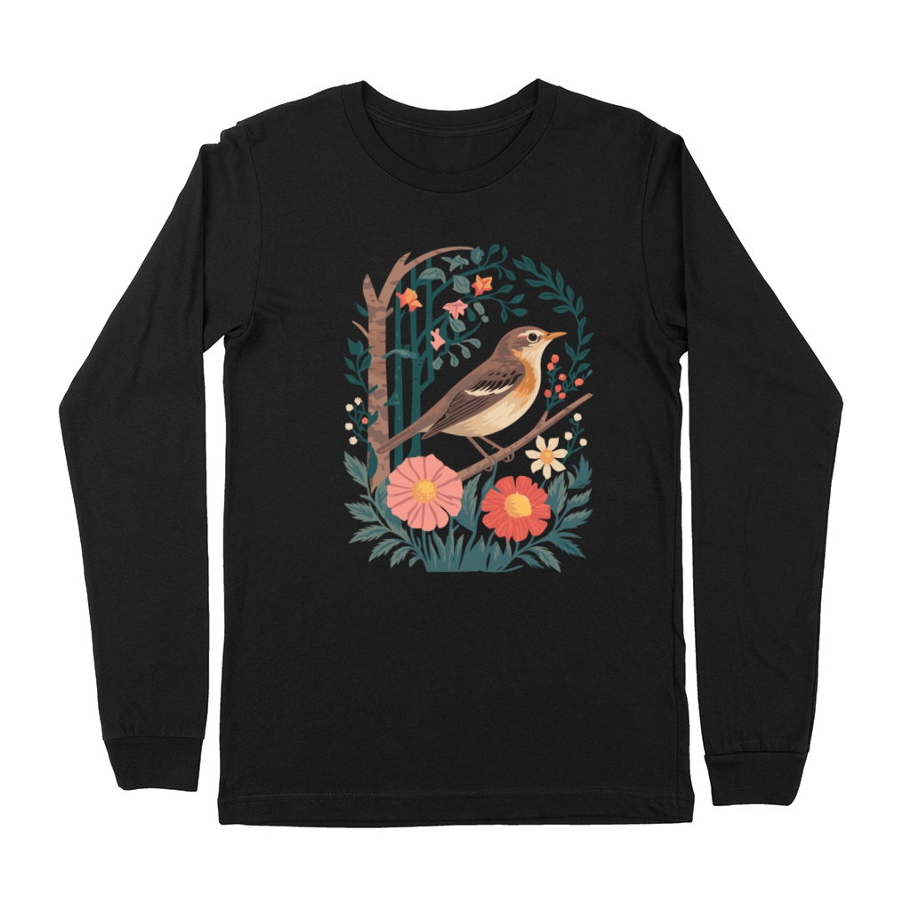 Cottagecore Bird and Floral Harmony Premium Long Sleeve