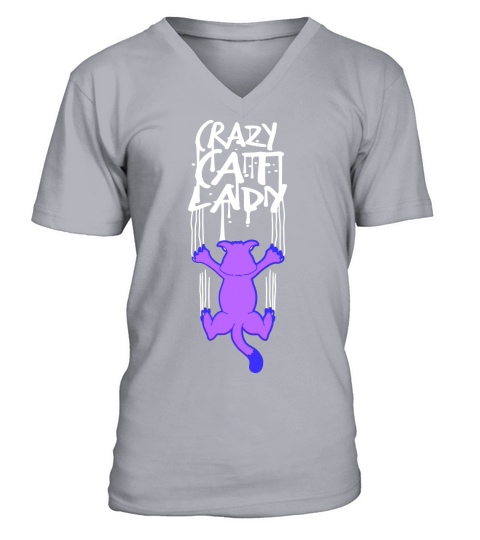 Crazy Cat Lady Text Love Saying Quote Weird Woman V-Neck T-shirt