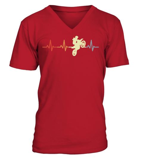 Motocross Rider Heart Rate Vintage V-Neck T-shirt