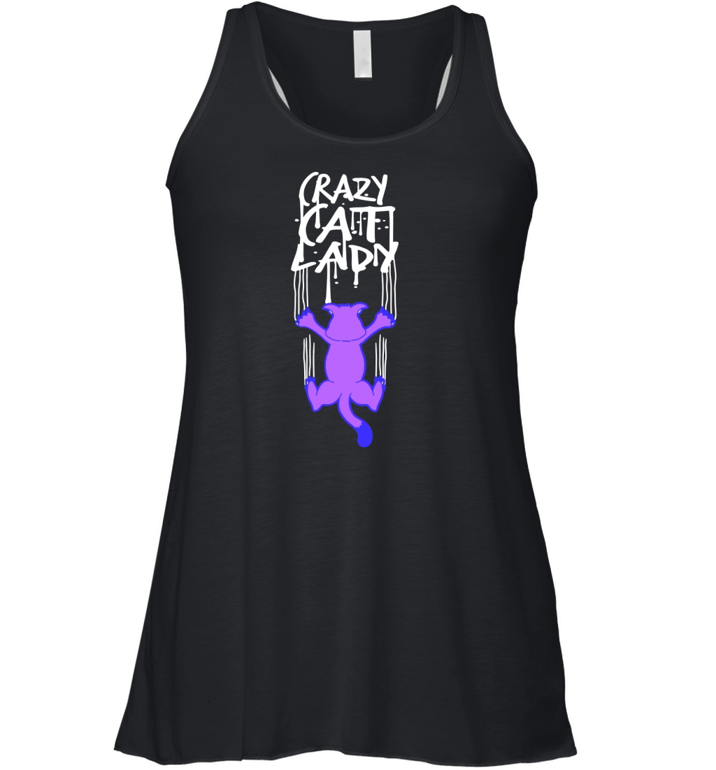 Crazy Cat Lady Text Love Saying Quote Weird Woman Women's Flowy Tank Top