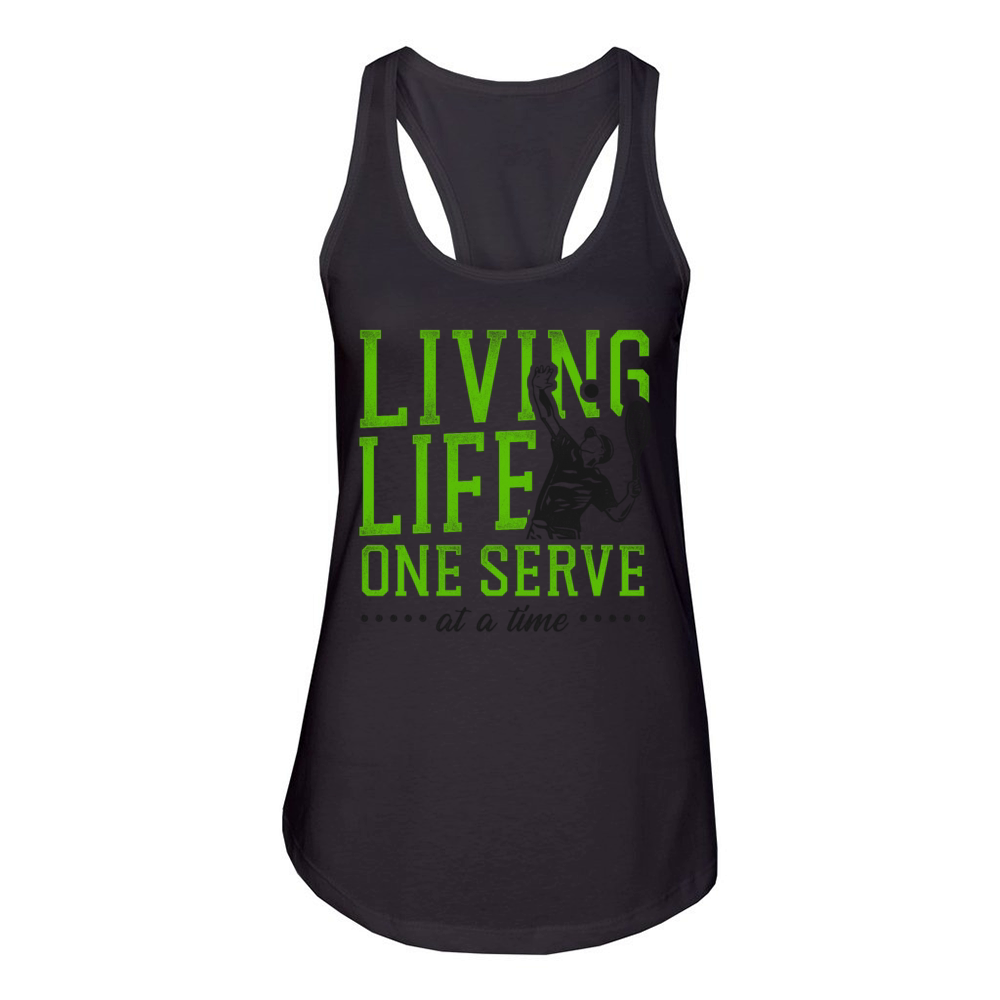 Funny Tennis Player Racket Living Women's Racerback Tank