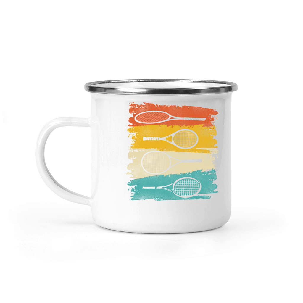 Funny Tennis Player Racket Retro Camping Mug