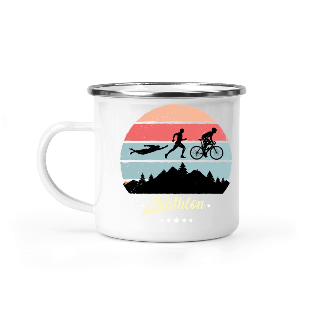 Triathlon Running Swimming Bike Vintage Retro Camping Mug