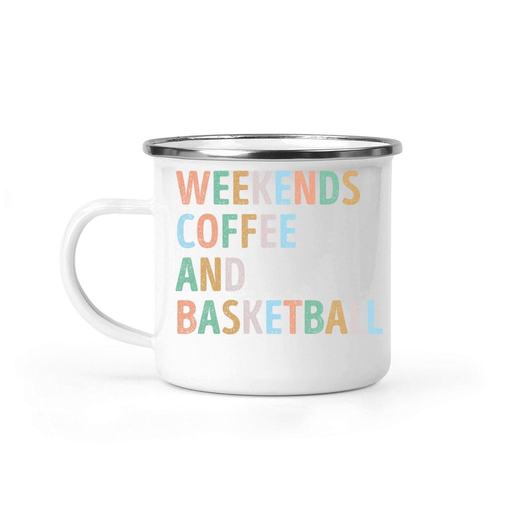 Weekends Coffee and Basketball Mom Camping Mug