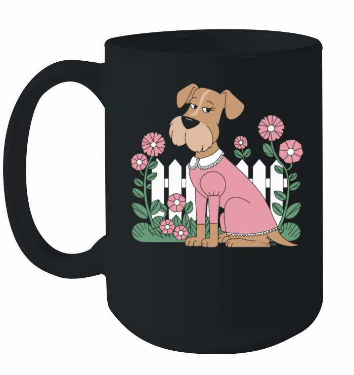 Cottagecore Dog in Pink Dress with Flowers Ceramic Mug