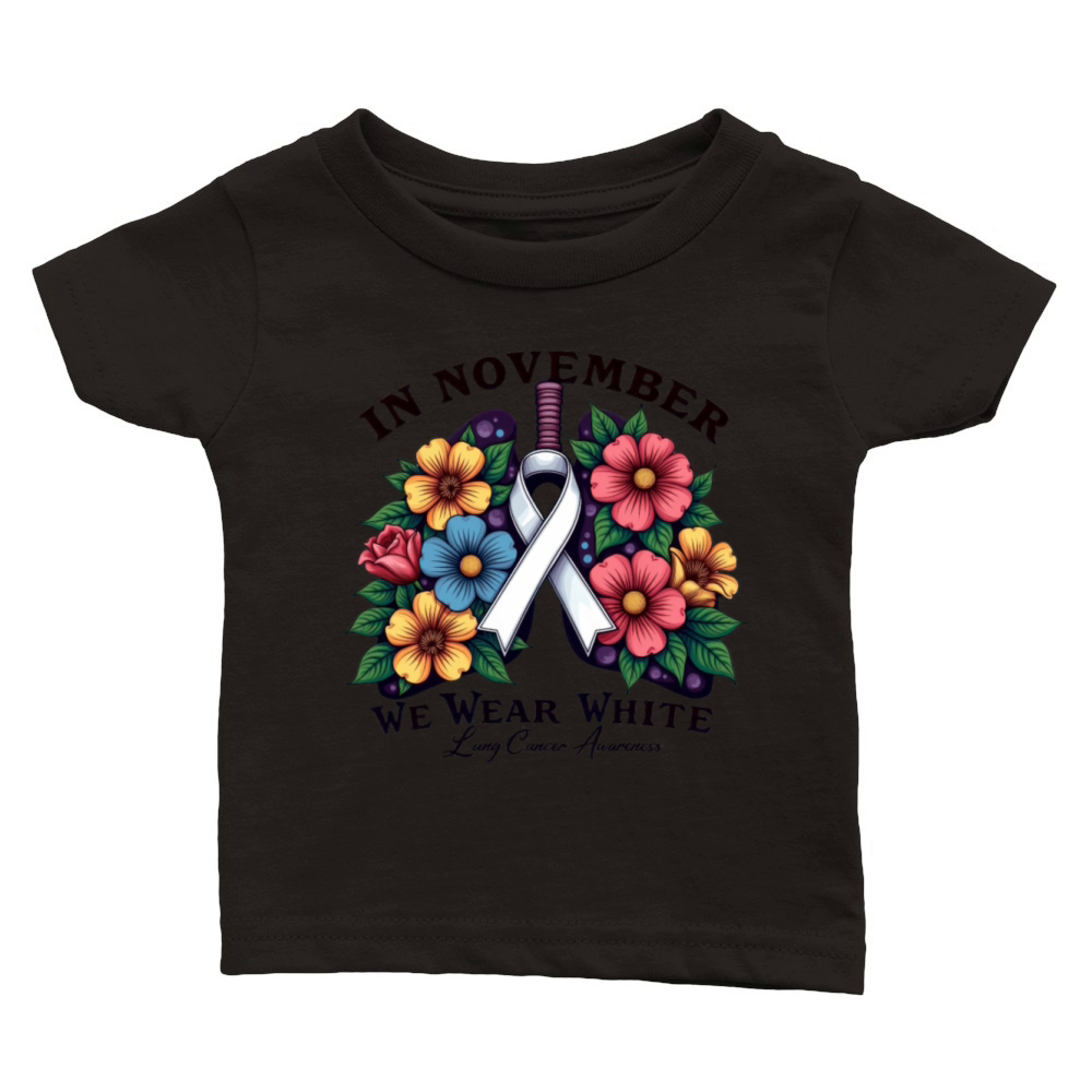 November Lung Cancer Awareness Ribbon Classic Baby Crewneck T-shirt