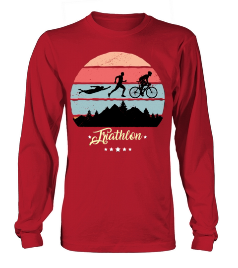 Triathlon Running Swimming Bike Vintage Retro Long sleeved Unisex